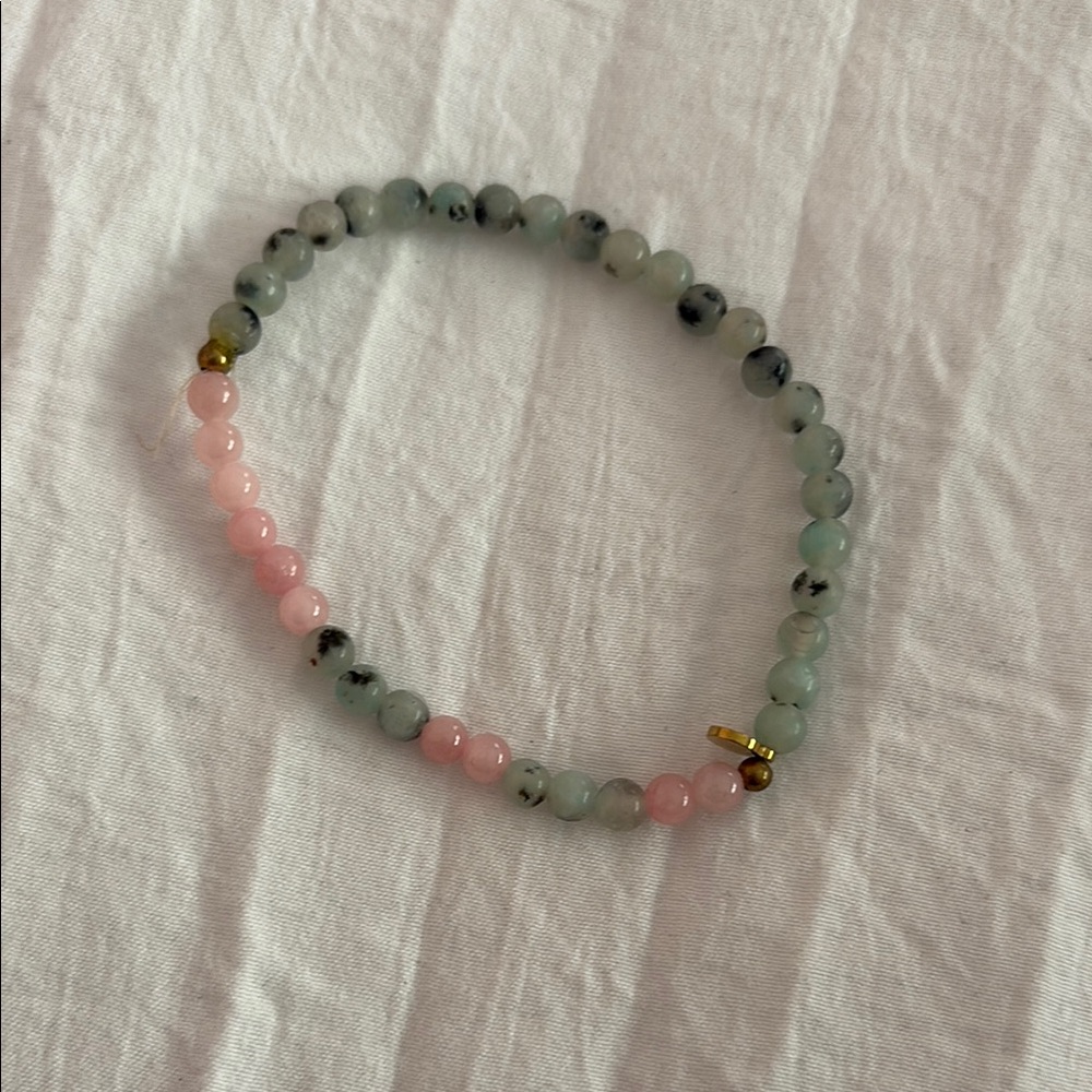 Elegant Pink and Green Beaded Bracelet